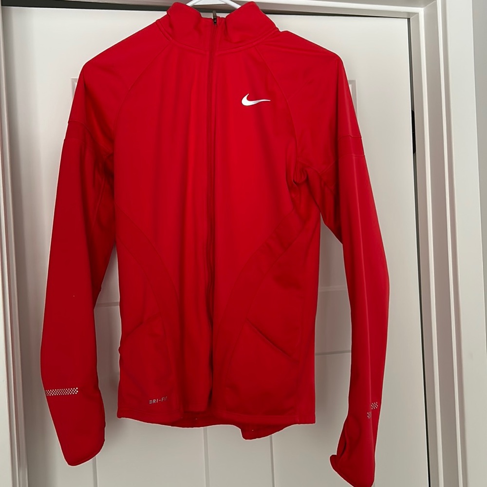 Nike running red jacket with pockets